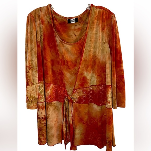 Vintage Studio 1940 boho style orange blouse size 18/20 - Picture 7 of 7